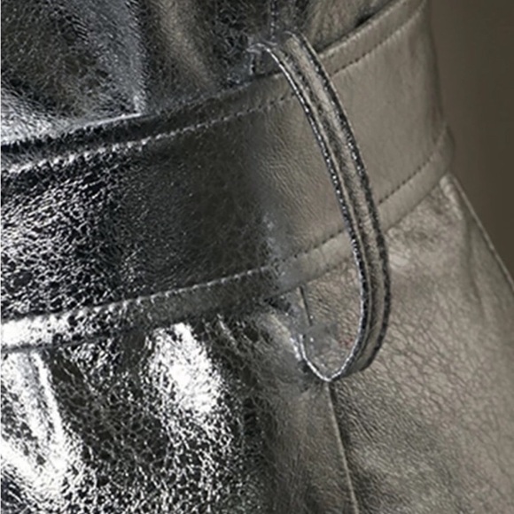 Silver Foxy Foil Trench with Inside Contrast Red Detailing, Belted - Picture 6 of 8